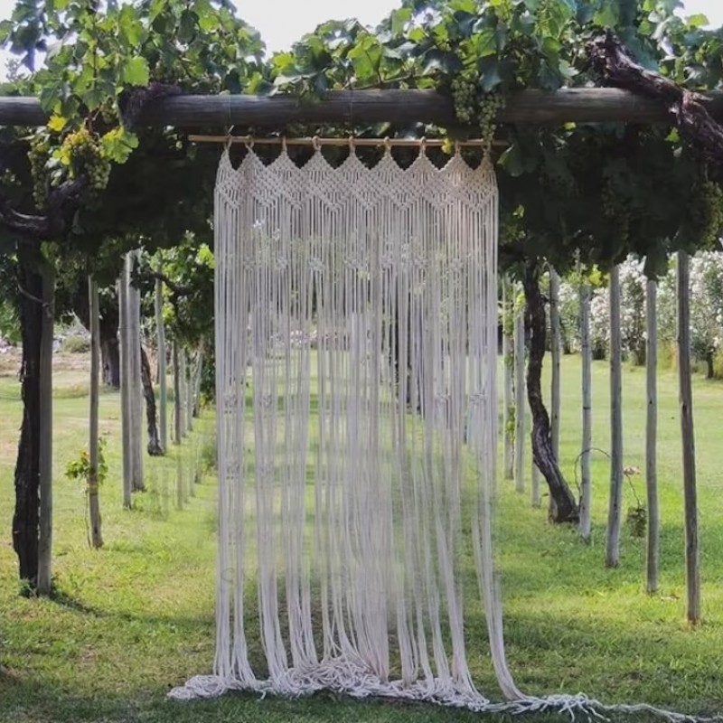 Macrame Curtain, wall hanging Modern geometric woven tapestry Long crochet mural curtain Home decoration latest design curtains MC#043