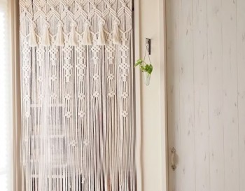 Macrame Boho Handmade Macrame Curtain, wall hanging,Modern geometric woven tapestry,Long crochet mural curtain Home decoration MC#50