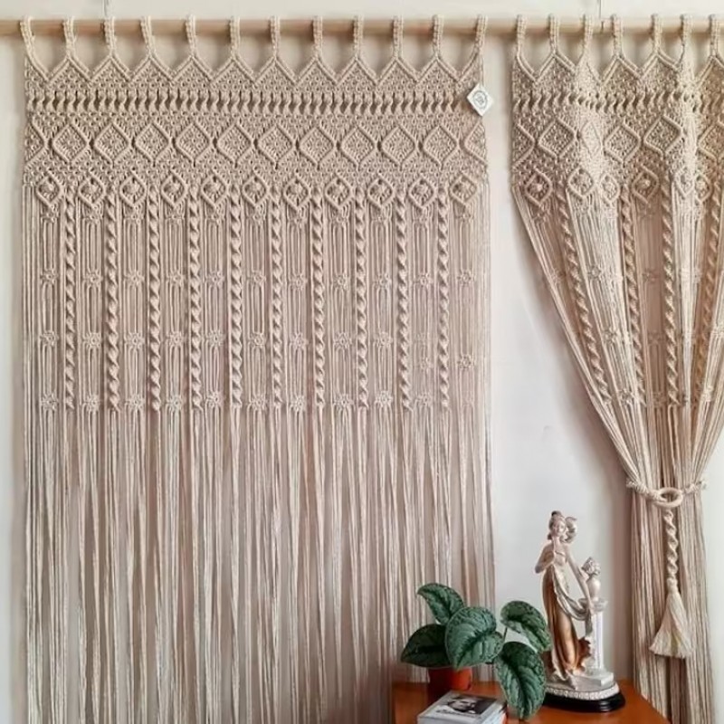 UNIQUE Macrame Curtain, wall hanging Modern geometric woven tapestry Long crochet mural curtain Home decoration latest design curtains MC#51