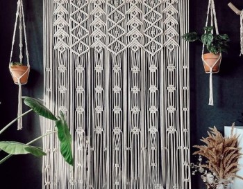 Beautiful Handmade Macrame Curtain, wall hanging Modern geometric woven tapestry Long crochet mural curtain Home decoration MC#54