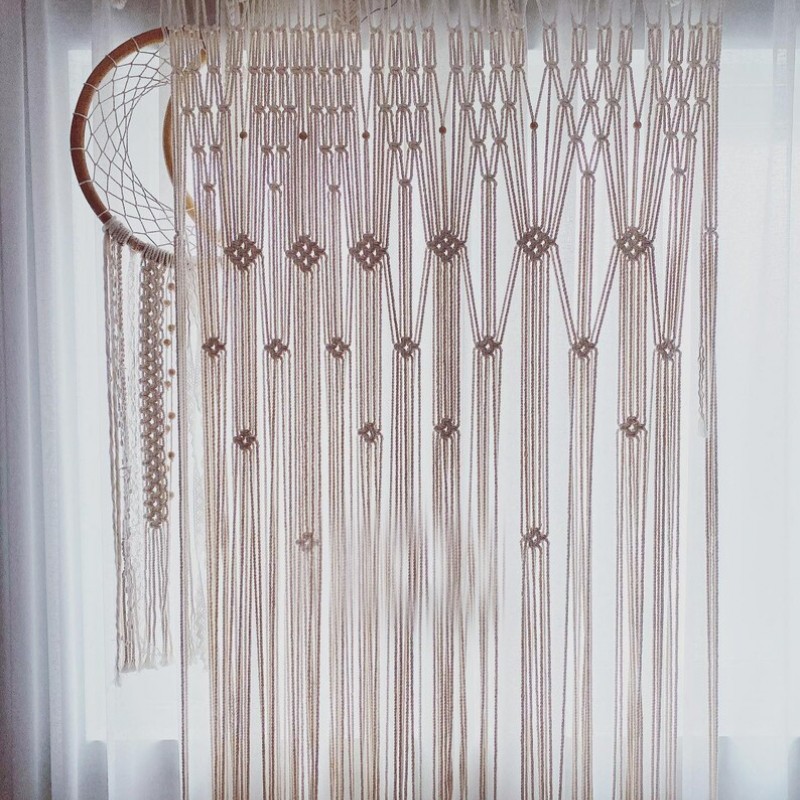 Macrame Beautiful Handmade Macrame Curtain, wall hanging Modern geometric woven tapestry Long crochet mural curtain Home decoration MC#57