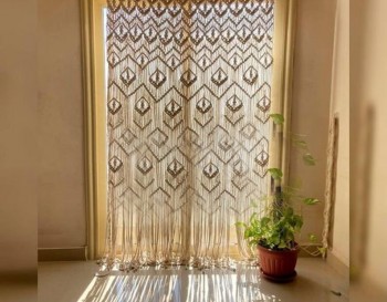 Luxury Macrame Curtain, wall hanging,Modern geometric woven tapestry,Long crochet mural curtain Rustic,Wedding backdrop ,Home decor MC#06