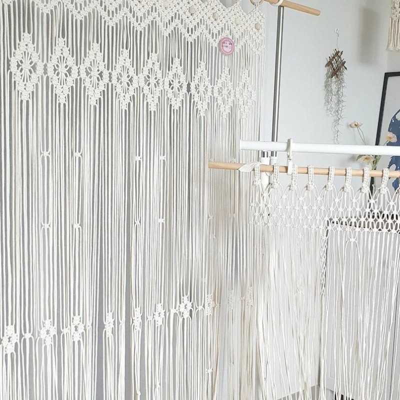 New Design Macrame Handmade Curtain, wall hanging,Modern geometric woven tapestry,Long crochet mural curtain Home decoration MC#60