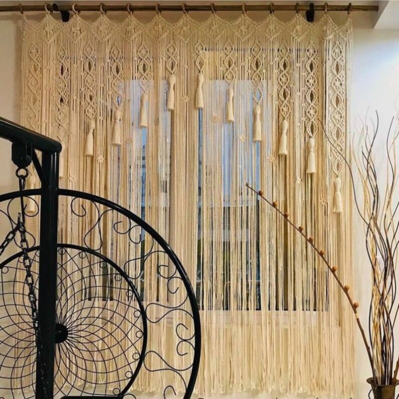 Macramé Wall Curtain / Macrame Boudoir decor/ Macrame Door / Tapestry / Curtain / Wall Decoration / wedding backdrop MC#07