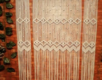 Luxury Macrame Handmade Macrame Curtain, wall hanging Modern geometric woven tapestry Long crochet mural curtain Wedding backdrop Home decor MC#70