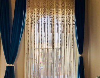Excellent Beautiful Macrame Curtain, wall hanging,Modern geometric woven tapestry,Long crochet mural curtain Home Decoration MC#71