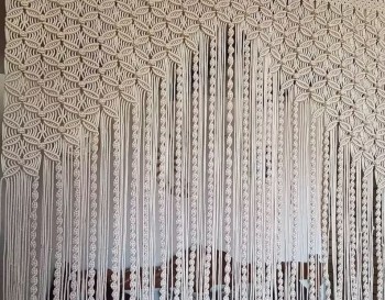 Handmade Macrame Curtain, wall hanging,Modern geometric woven tapestry,Long crochet mural curtain Rustic,Wedding backdrop ,Home decor MC#09