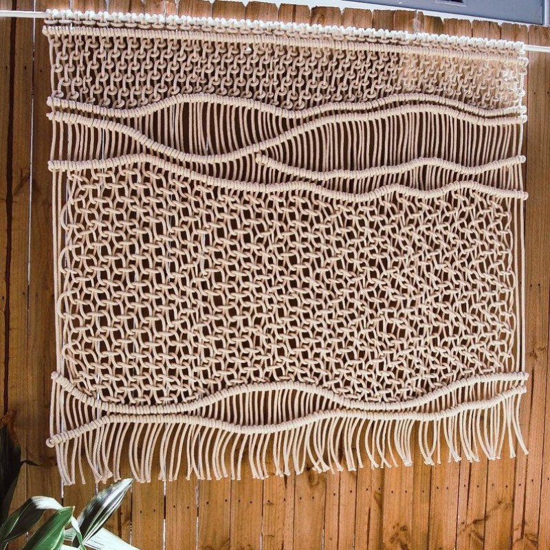 Boho Macrame Wall Hanging-Handmade Art-Woven Wall Hanging-Large Macrame Wall Hanging - Macrame Curtains - Macrame Patterns W 50" x H 55" WOM#25